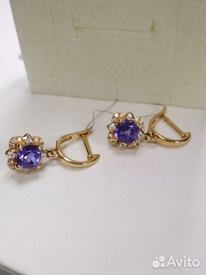 Золотые серьги с фианитами