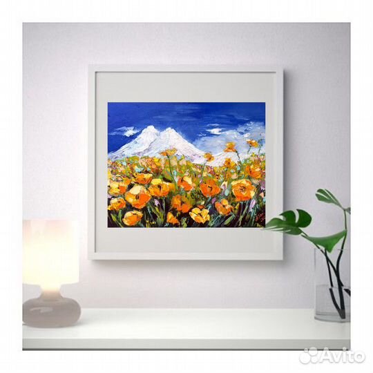 Картина с цветами маслом пейзаж