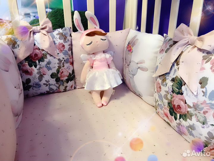 Бортики в детскую кроватку + одеяло