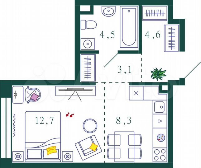 2-к. квартира, 65,6 м², 4/28 эт.