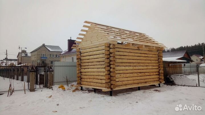 Срубы бань с установкой под крышу