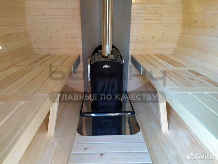 Семейная баня-бочка 2х1,36 метра круг от производителя