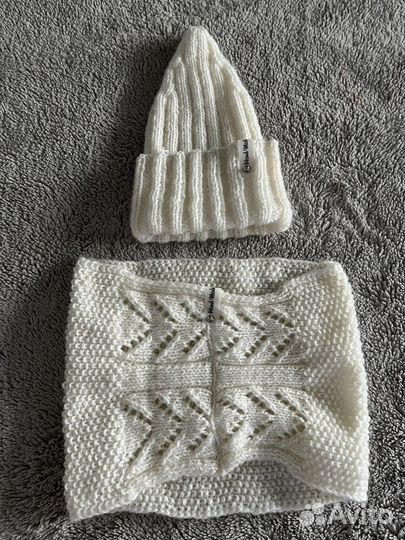 Шапка Снуд комплект руч работа на 1-2 года 44-48 р