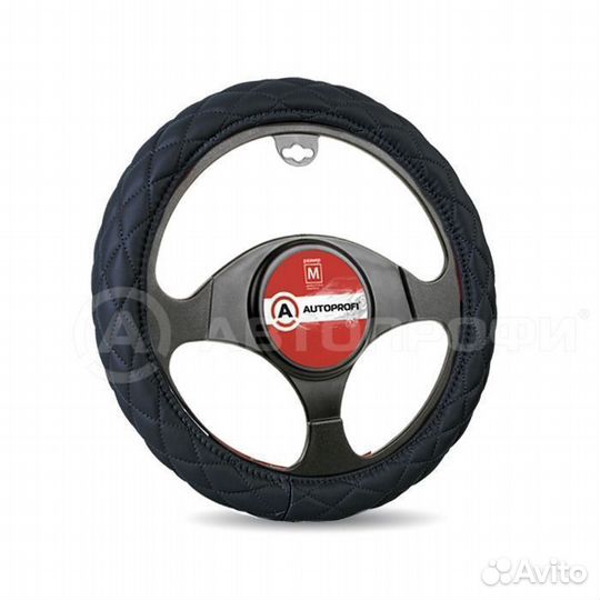Спонжевая оплетка руля прошитая в ромбом черная