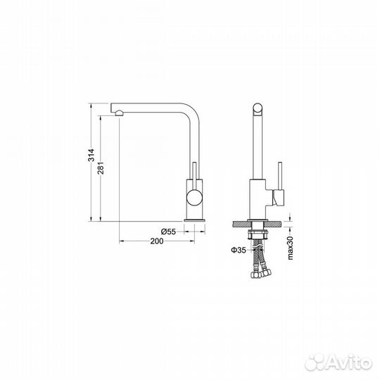 Смеситель для кухни aquatek европа, хром AQ1380CR