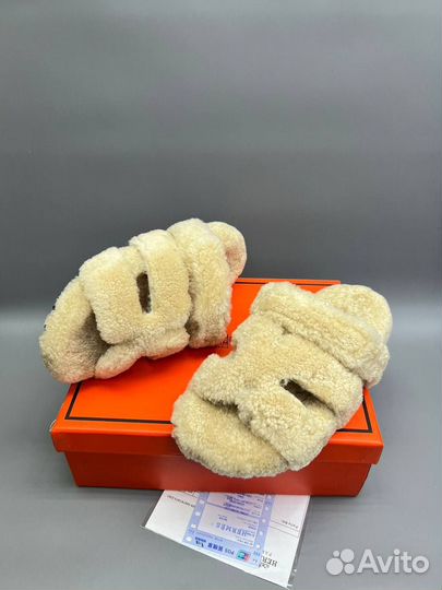 Меховые Тапочки / Шлепки Hermes Размеры 36-40