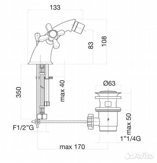 Смеситель для биде Fiore margot 26OO0632, золото