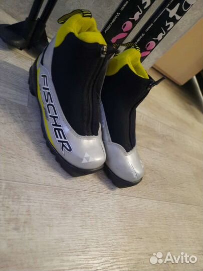 Лыжи беговые fisher 120 с палками и ботинками