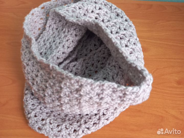 Шарф-снуд в два оборота серый