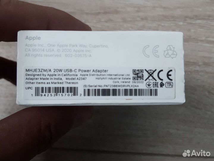 Адаптер питания Apple usbc мощностью 20 Вт