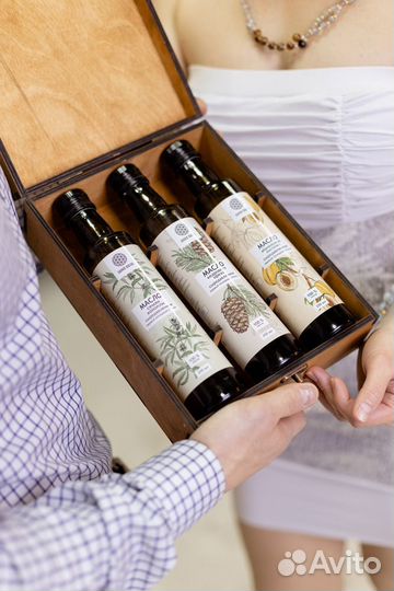 Деревянная подарочная упаковка (шкатулка на 4 масл