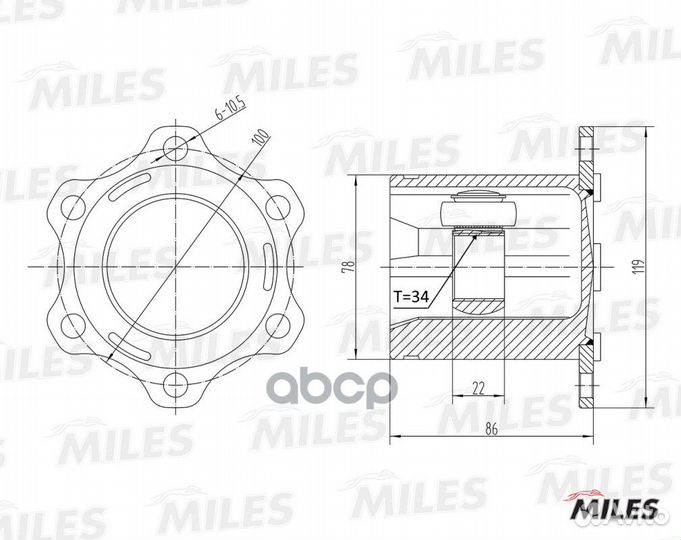 GA10008 miles шрус внутренний GA10008 Miles