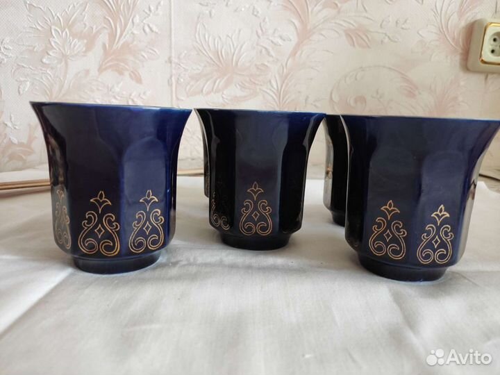 Стаканы- салфетницы 6 штук, кобальт,советские