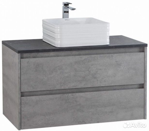 Тумба со столешницей и раковиной BelBagno Kraft 90-KEP-90-MNO-BB1407 Cemento Grigio