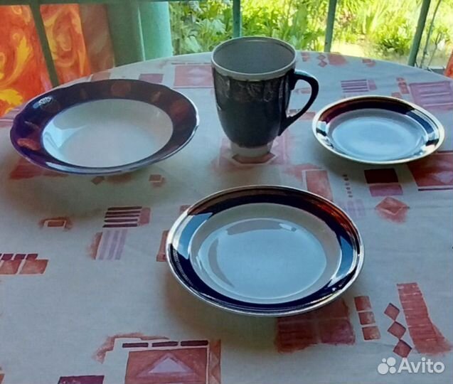 Тарелки кобальт СССР, Набор для чая Добруш