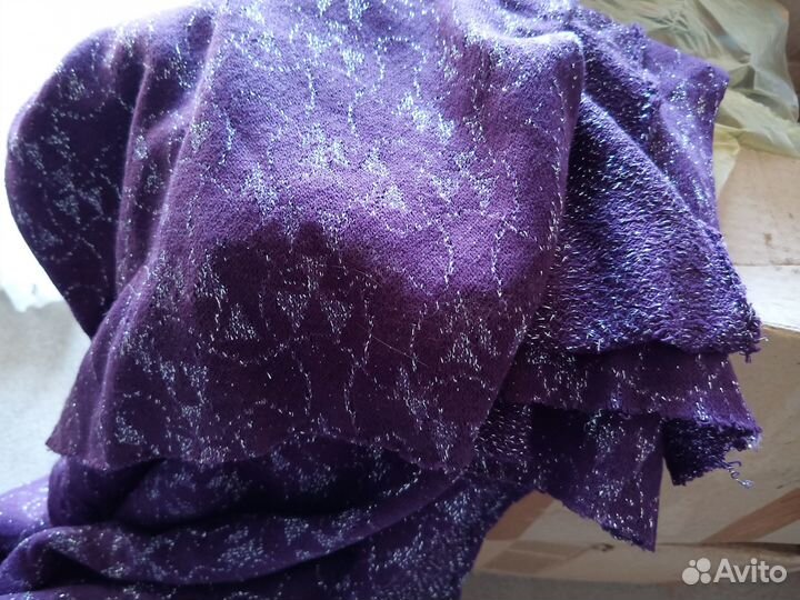 Ткань трикотаж.фиолетовая с люрексом