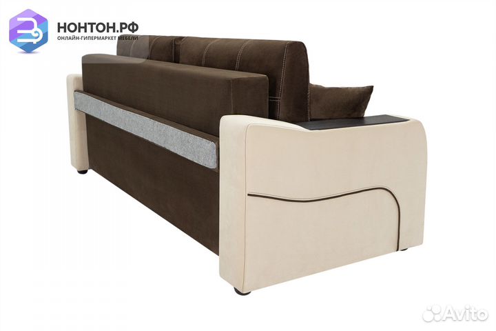 Диван еврокнижка Бостон бежевый / коричневый