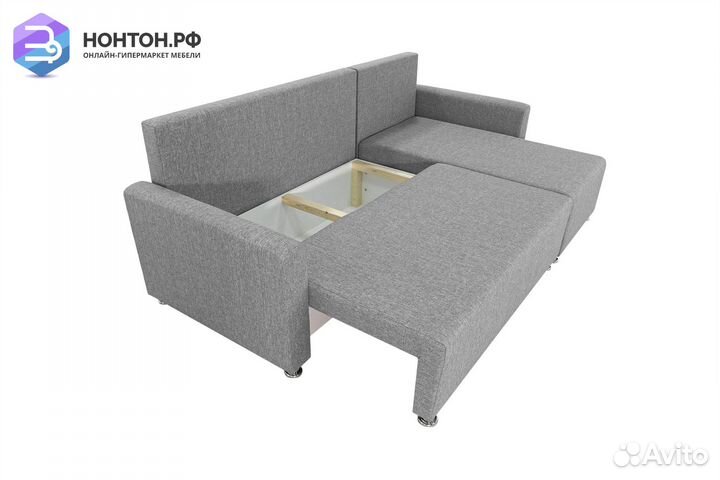 Диван угловой еврокнижка Челси 2 светло-серый