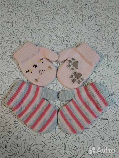 Варежки зимние детские на резинке