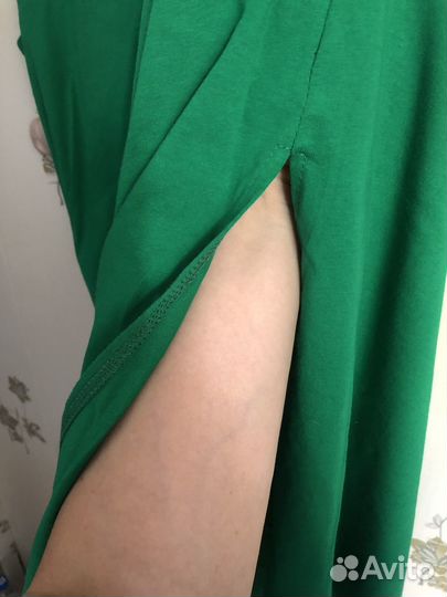 Платье изумрудное, хлопок 52-54 р