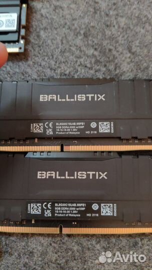 Память DDR4 16Gb(8*2) 3000Мhz15C Crucial Ballistix