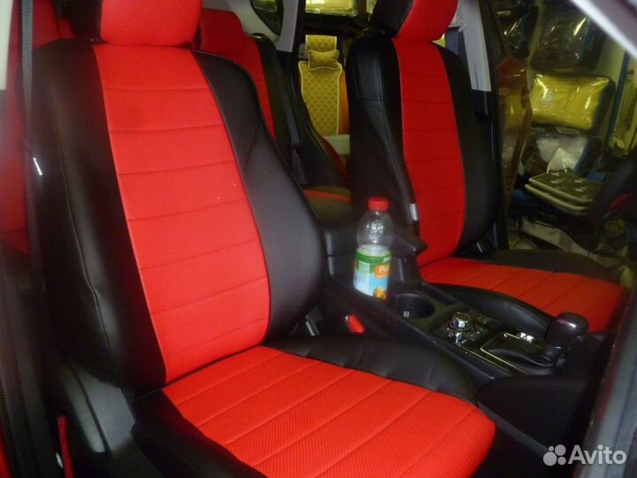 Авточехлы для Citroen C4 II седан (2013+) чёр-крас