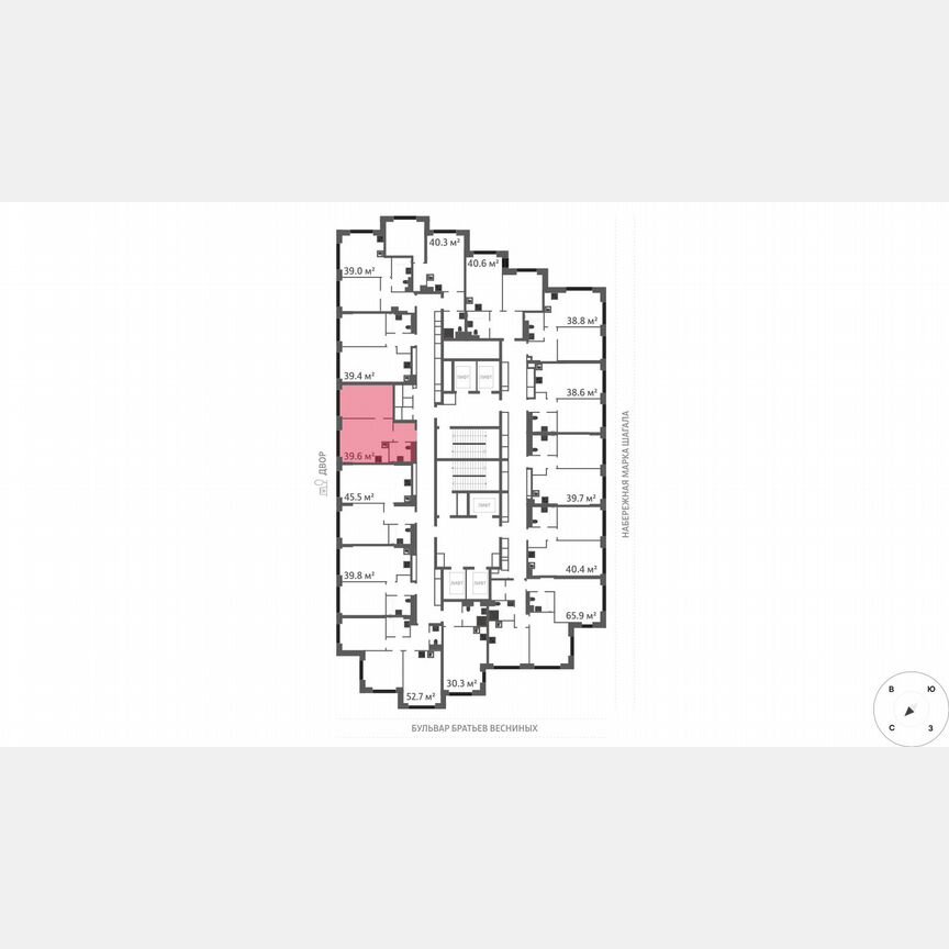 1-к. квартира, 39,6 м², 19/43 эт.