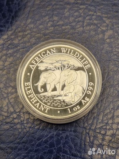 Монета Серебро Слоны Сомали 2013 Унция