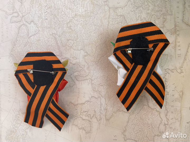 Броши из георгиевской ленты