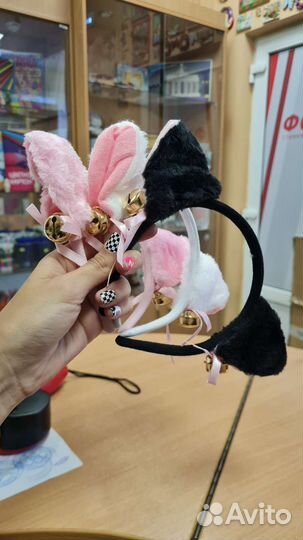 Кошачьи ушки ободок Розовые