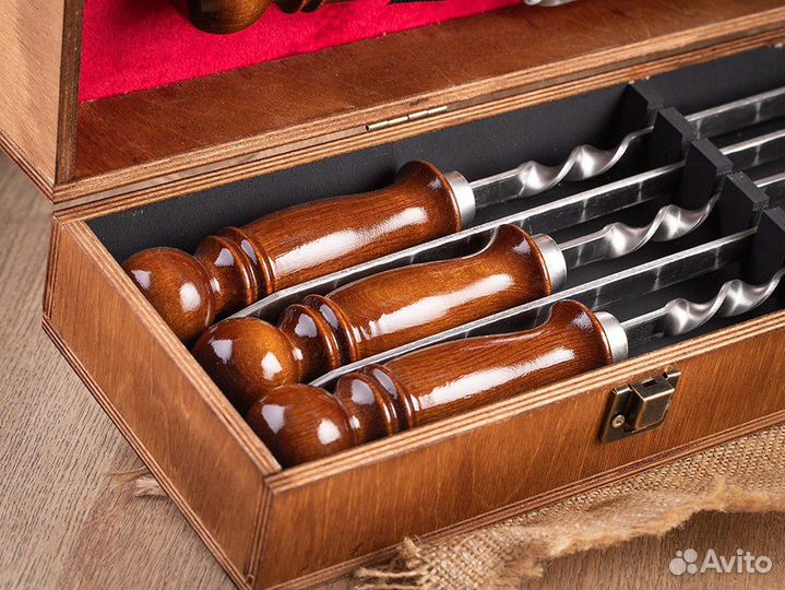 Шампуры в кейсе подарочный набор для барбекю