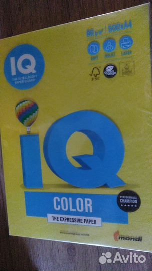 Бумага цветная IQ color А4,80г, 500л