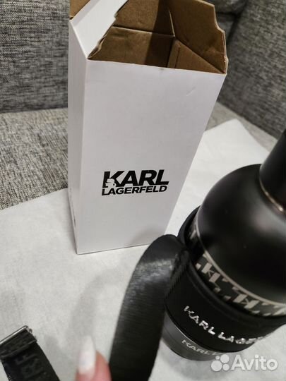 Термос Karl Lagerfeld чёрный с ремнем, оригинал