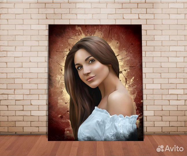 Портрет по фото на заказ на холсте. Печать на холс