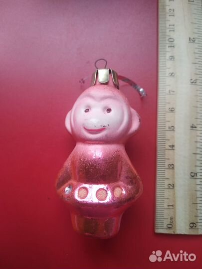 Елочная игрушка, Обезьяна Обезьянка Стекло СССР