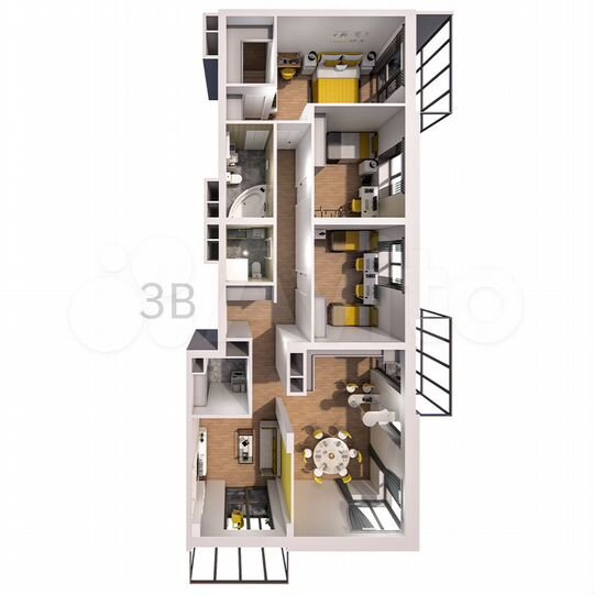 3-к. квартира, 124,2 м², 25/25 эт.