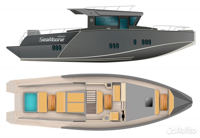 Катер 12 м с 4 каютами и флайбриджем Seamoone1200