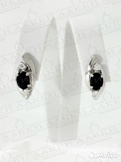 Золотые серьги с сапфирами 585 / 6.06 гр