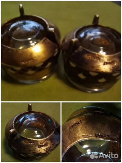 Мельхиоровые солонки, северная чернь из СССР