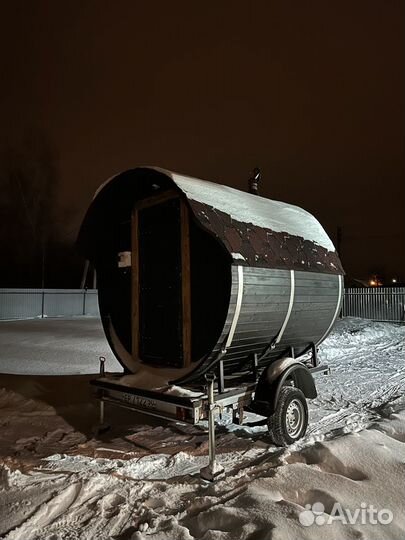 Аренда мобильной бани - бочки на прицепе