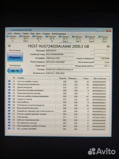 Hgst 2 Tb Маленький пробег не китай