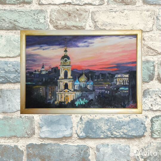 Этюд: Закат за Новоспасским. 20х30см. Холст, масло