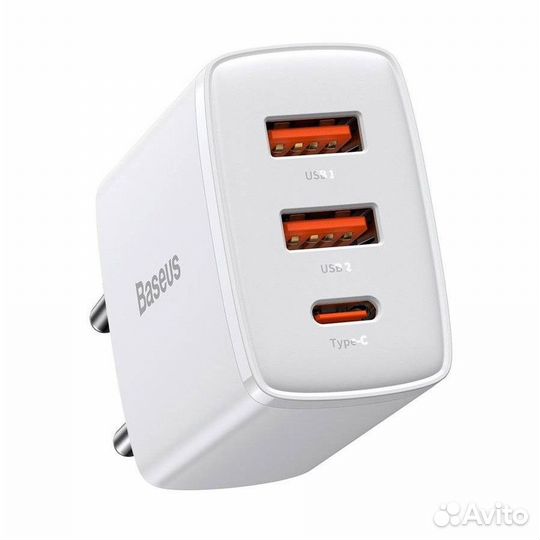 Сетевое зарядное устройство 2usb+type-c Baseus 30w