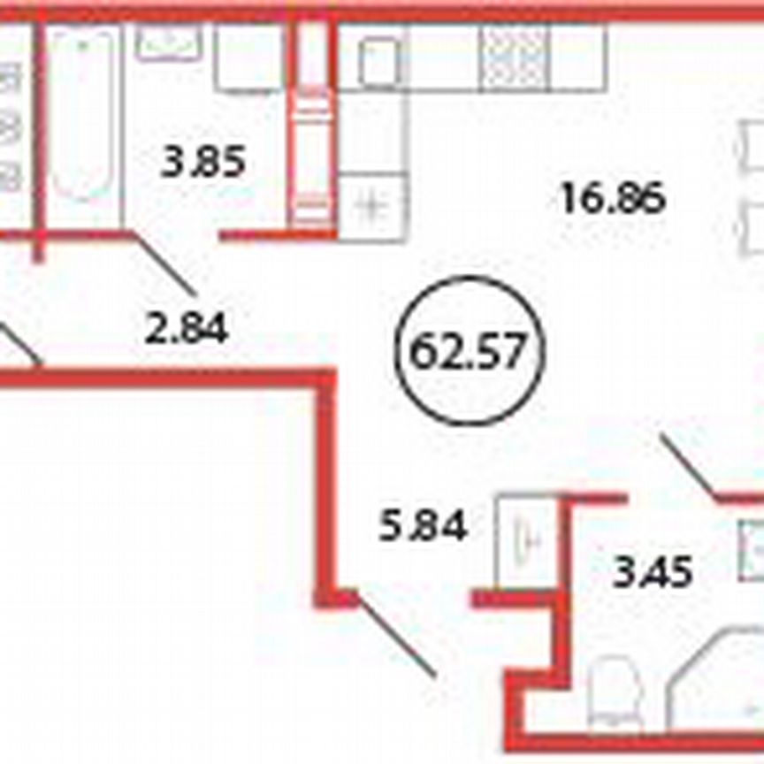 2-к. квартира, 62,6 м², 6/12 эт.