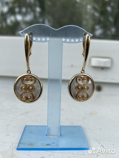 Серьги серебро с позолотой