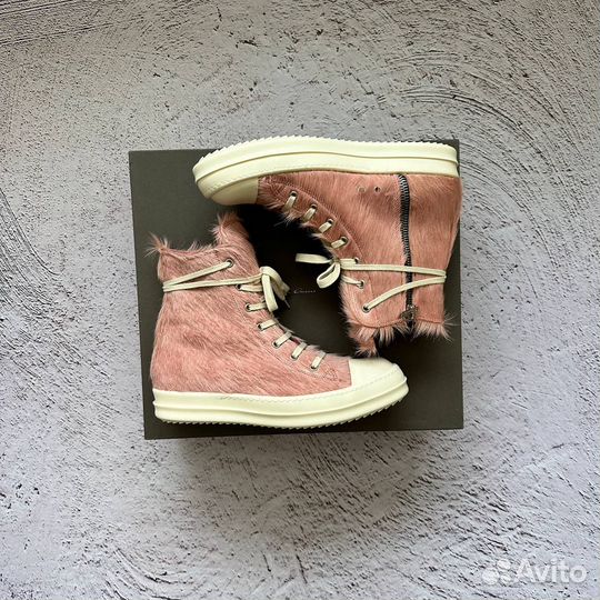 Кроссовки Rick Owens Pony Hair Boot Dirty Pink