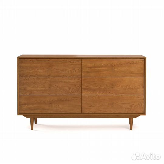 Комод в винтажном стиле из дуба, 6 ящиков, Quilda