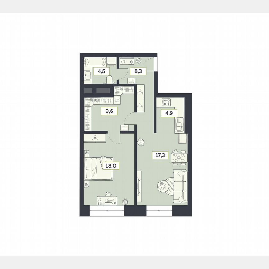 1-к. квартира, 62,7 м², 25/27 эт.