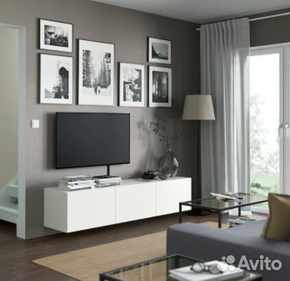 Тумба для тв подвесная Икеа Бесто белая 180 см