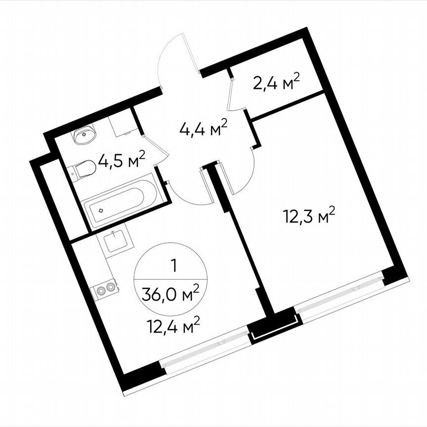 1-к. квартира, 36 м², 4/17 эт.